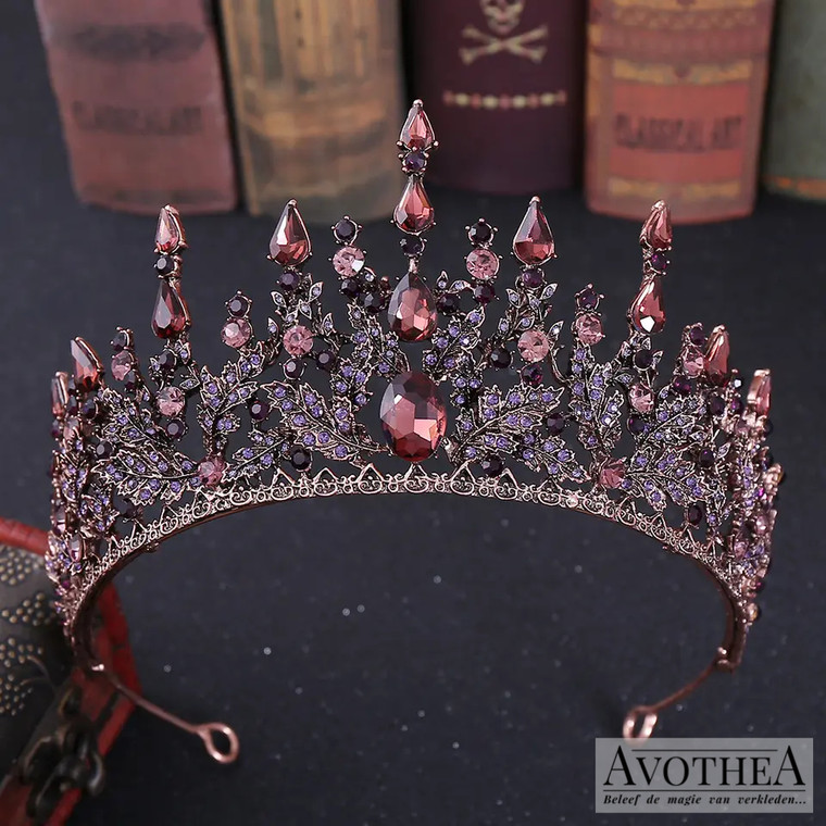 Koop een bronzen disney prinsessen tiara Anastasia met fijne strass steentjes en paarse kunstdiamanten op Avotheastore.com