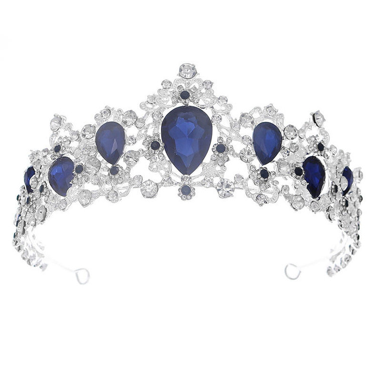 Koop een disney prinsessen Tiara Lorena - Zilver/Blauw met fijne strass steentjes bij Avothea Store