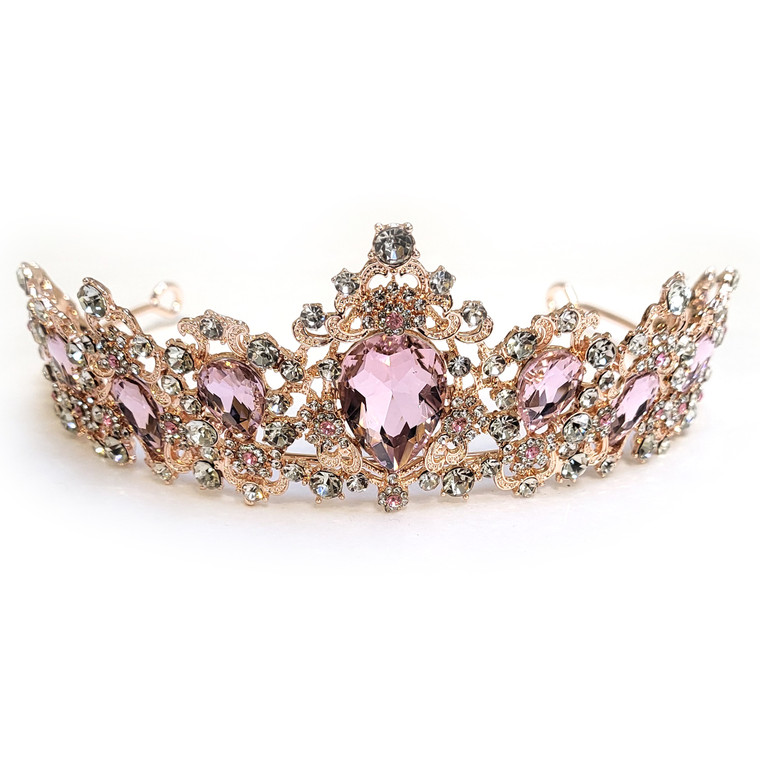 Koop een disney prinsessen Tiara Lorena - Rosé Goud met fijne strass steentjes bij Avothea Store