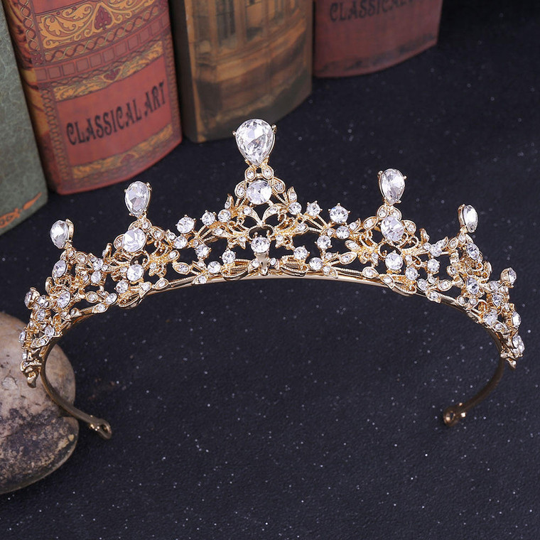 Koop een disney prinsessen Tiara Elaine - Goud met fijne strass steentjes bij Avothea Store