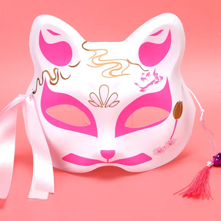 Kattenmasker met Fijne Kwastjes - Waterlelie - Roze/Goud