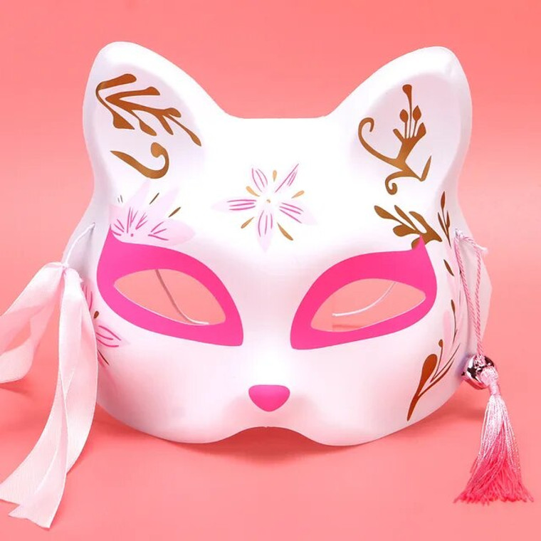 Kattenmasker met Fijne Kwastjes - Takken - Roze/Goud