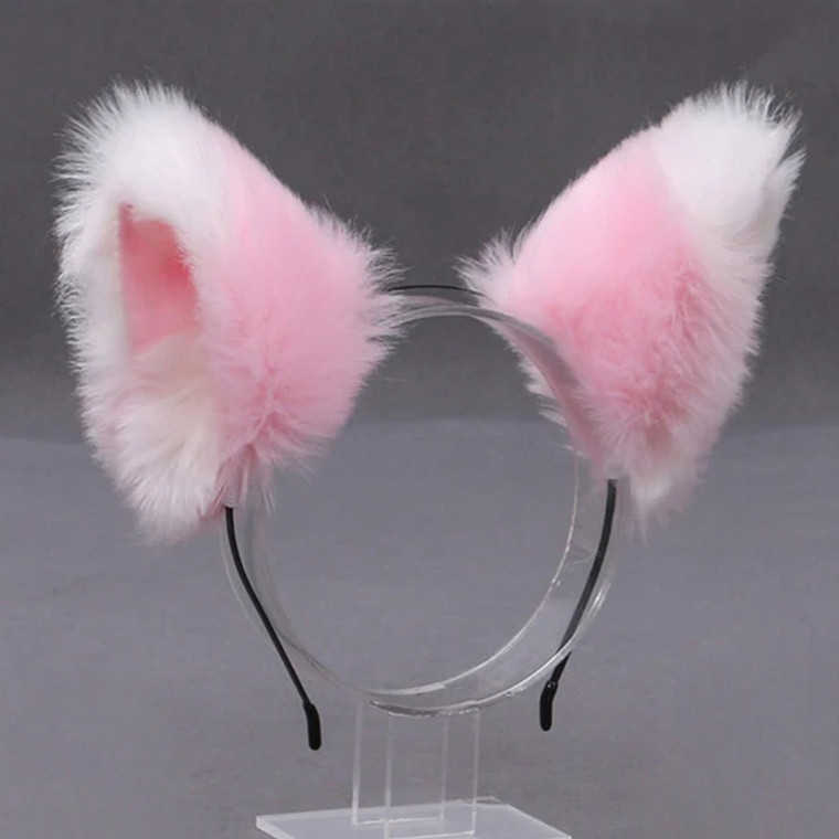 Kat/Vos Dieren Oren Diadeem - Roze/Wit