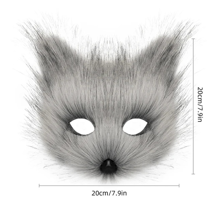 Vos Masker met Kunstvacht - Grijs