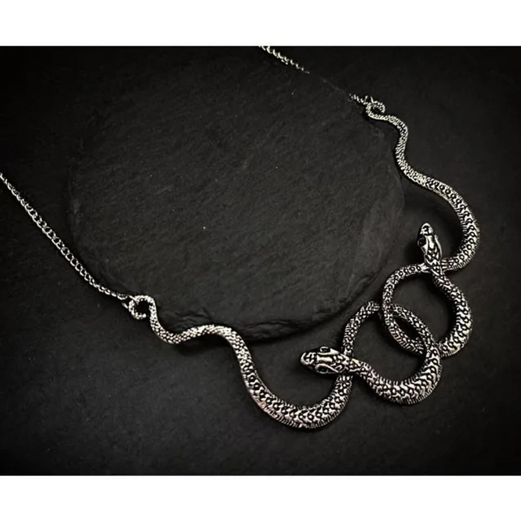 Kronkelende Slangen Halsketting - Zilver