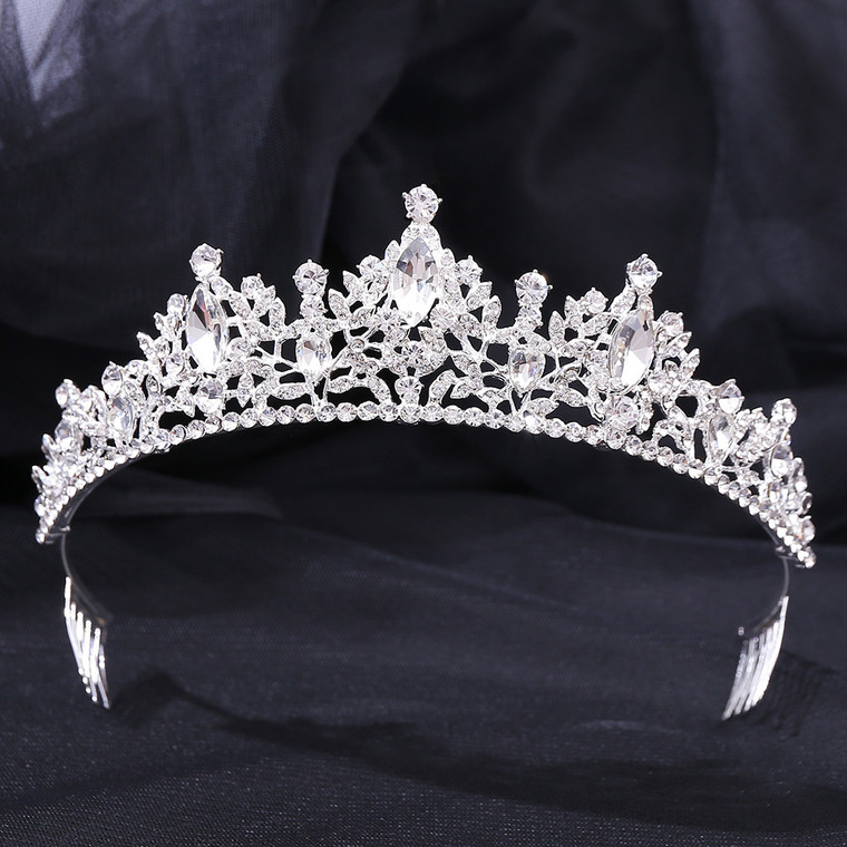 Koop een disney prinsessen Tiara Lillian - Zilver/Wit met fijne strass steentjes bij Avothea Store