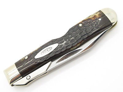 Vtg 1977 Case XX 6111 1/2 Bone Cheetah Swing Guard Folding Pocket