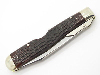 Vtg 1974 Case XX 6111 1/2 Bone Cheetah Swing Guard Folding Pocket