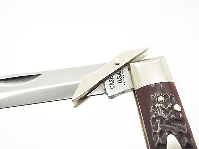 Vtg 1972 Case XX 6111 1/2 Bone Cheetah Swing Guard Folding Pocket