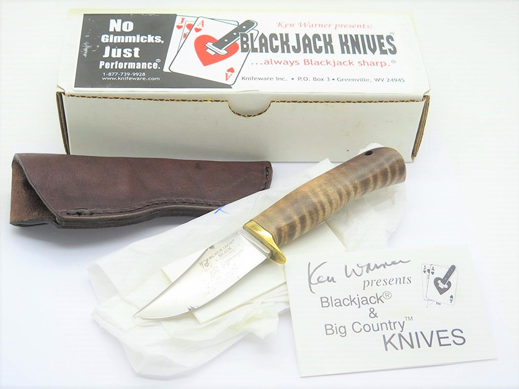 Vtg Blackjack USA Slick Maple 1095 Cryo Fixed Blade Hunting Knife