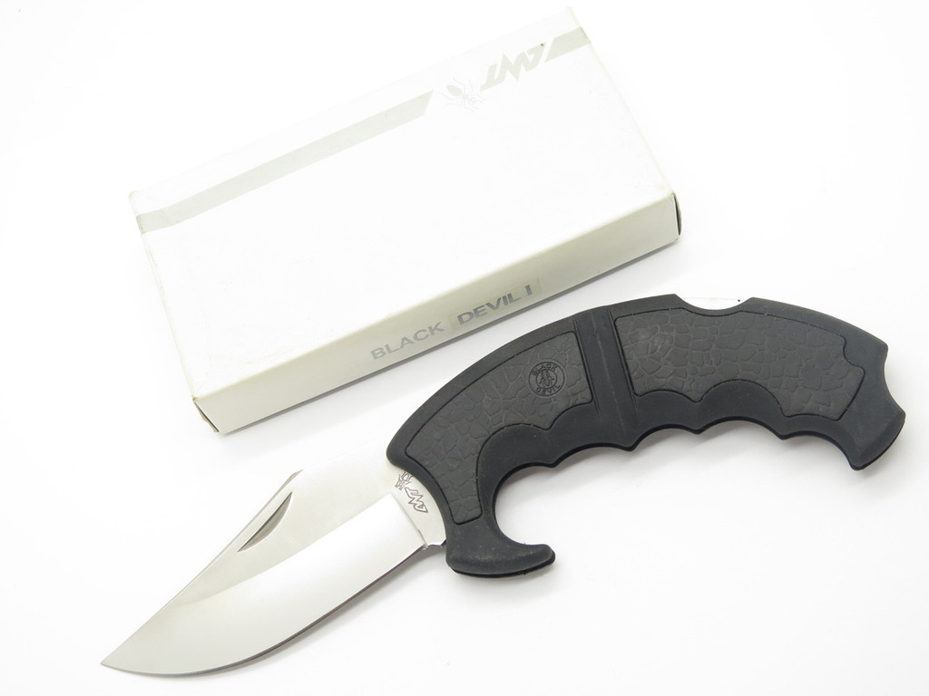 Vtg ANT-4 Black Devil 1 Seki Japan Large AUS-8 Folding Hunter