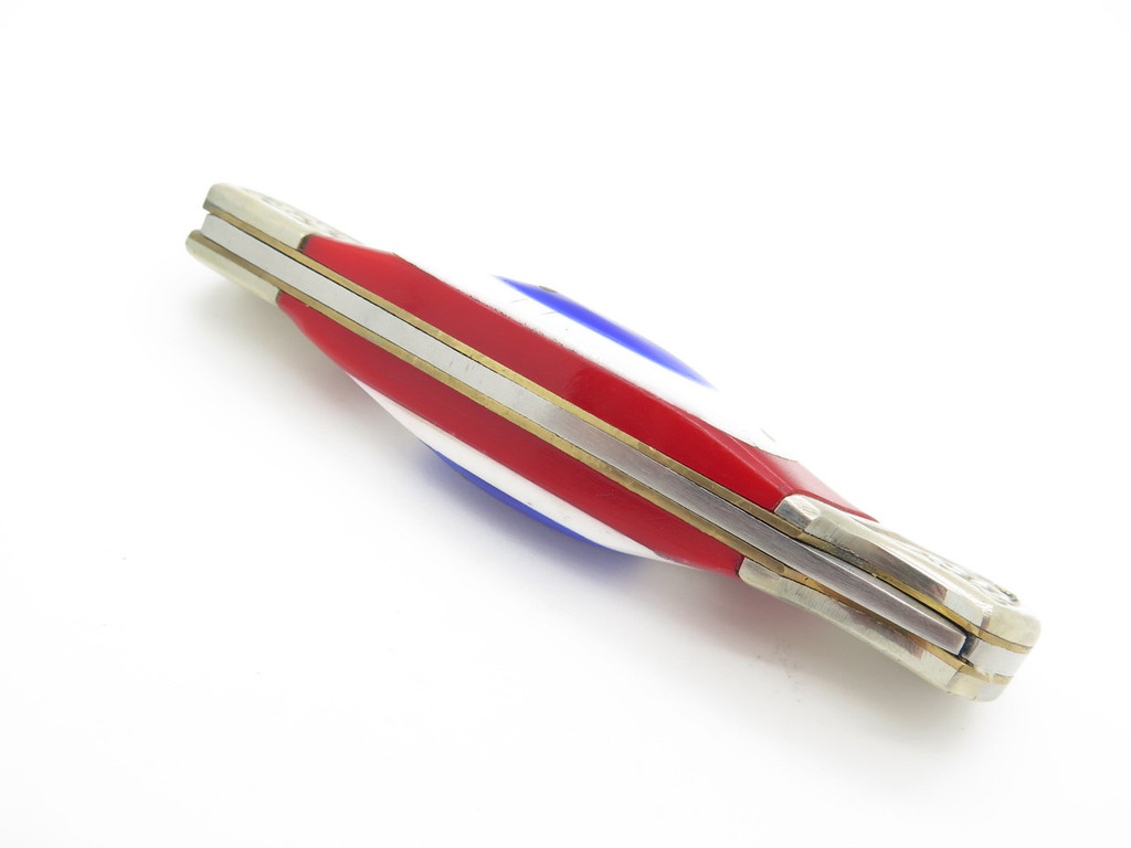 Vtg Old Smoky OS15 Pakistan Uncle Sam Folding Hunter Knife Red White