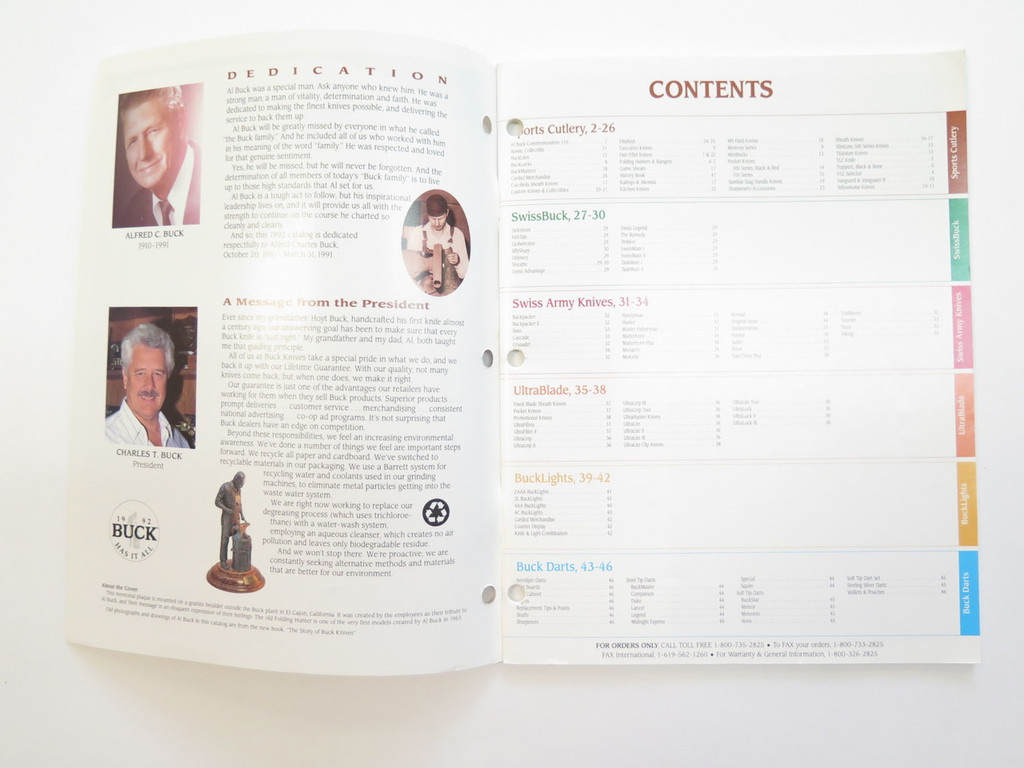 1992 Buck Dealer Knife Catalog Price List Book Fixed Folding 110 124