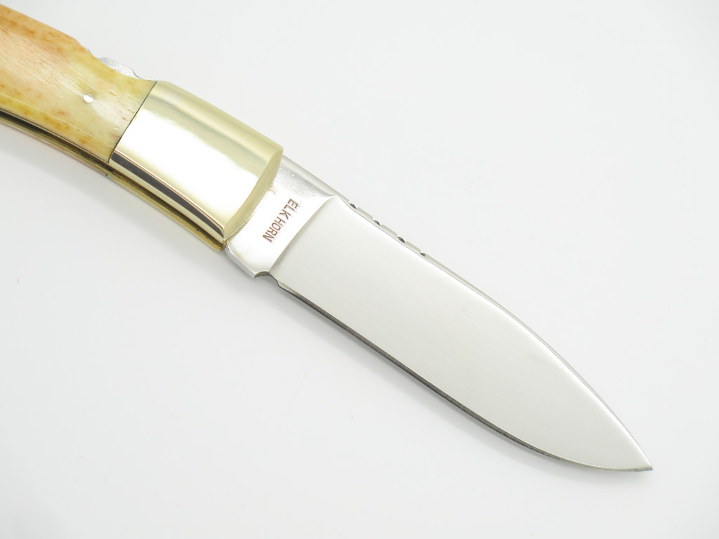 Vtg NOS '80 Taylor Cutlery Elk Horn 4" Smooth Bone Folding Lockback