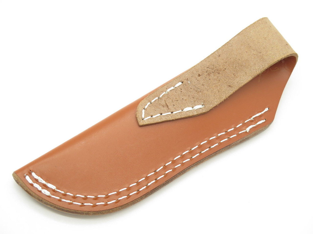 Brown Leather Fixed 34" Blade Loveless Style Hunting Knife Sheath Case