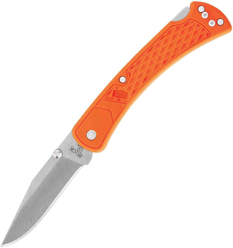 Buck 110 Slim Select 420HC Orange Handle Lockback Folding Pocket Knife