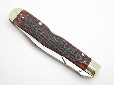 Vtg 1965-9 Case XX 6111 1/2 Bone Cheetah Swing Guard Folding