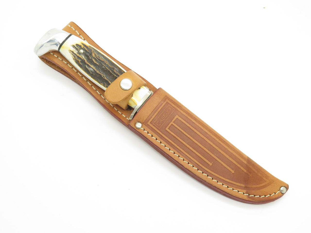 Vintage 1977 Case XX 523-5 SSP Blue Scroll Stag Fixed 4.8