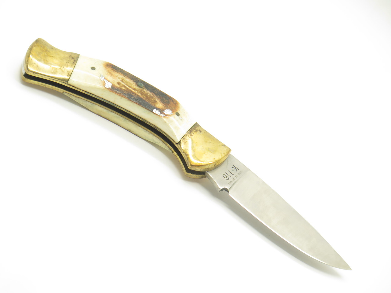 Vintage 1980s Parker Imai Seki Japan K116 Stag Folding Lockback