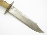 Vintage 7.5" Custom Antler Handle Fixed Blade Hunting Butcher Knife