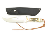 Vintage Rigid RG46 Tak Fukuta Seki Japan Stag Fixed Bowie Hunting Knife (Lot 9)