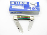 Vtg 1996 Bulldog Brand Pit Bull Canoe Folding Pocket Knife Candy Stripe