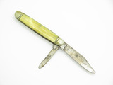 Vintage I.K. Co. Imperial Cream Handle Carbon Steel Folding 2 Blade Pocket Knife