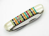 Vtg 1996 Bulldog Brand Pit Bull Canoe Folding Pocket Knife Unusual Stripe