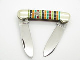 Vtg 1996 Bulldog Brand Pit Bull Canoe Folding Pocket Knife Unusual Stripe