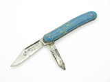 Vintage Thornton USA 3.62" Blue Swirl Handle Folding 2 Blade Pocket Knife
