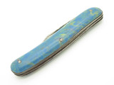 Vintage Thornton USA 3.62" Blue Swirl Handle Folding 2 Blade Pocket Knife