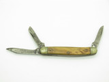 Vintage Wards USA Carbon Steel Bone Stockman Folding Pocket Knife