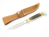 Vintage 1977 Case XX 5 Finn SSP Blue Scroll Stag Fixed 4" Blade Hunting Knife
