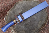 Masano Toyokuni TKA-002 Urusi Japan 8.26" Blue Fixed Damascus Hunting Knife