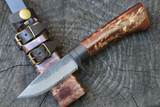 Masano Toyokuni Japan TKA-017 Sakura 3.34" Damascus Fixed Blade Hunting Knife