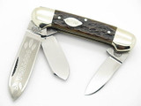 Vtg 1986 Bulldog Brand Solingen Tobacco Canoe Folding Pocket Knife Bone