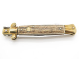 Vtg Kissing Crane KC48 Germany Stag Stiletto Blade Picklock Folding Pocket Knife