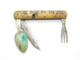 Vintage Concrete Stone USA Hobo Utensil Fork Spoon Scout Camp 5.25" Pocket Knife