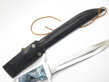Vtg 1972 Custom USA Blue Swirl File Blade Fixed Hunting Fighter Knife & Sheath