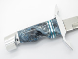 Vtg 1972 Custom USA Blue Swirl File Blade Fixed Hunting Fighter Knife & Sheath