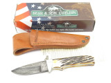 Bear & Son Cutlery 548D Fixed Blade Damascus Drop Point Hunting Knife