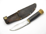 Vtg Pat Pend Marbles Gladstone MI Woodcraft Fixed Blade Hunting Knife Stag