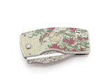 G. Sakai Seki Japan Ukimon Money Clip Camellia Damascus Folding Pocket Knife