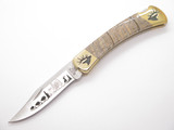 Custom Brian Yellowhorse Buck 110 Elk Scene Folding Hunter Lockback Knife