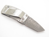 G. Sakai Seki Japan Ukimon Camellia Damascus Tanto Money Clip Folding Knife