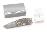 G. Sakai Seki Japan Ukimon Sakura Damascus Tanto Money Clip Folding Pocket Knife