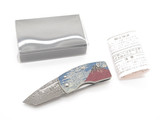 G. Sakai Seki Japan Ukimon Mt. Fuji Damascus Tanto Money Clip Folding Knife