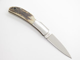 Vintage Al Mar Hawk 1002 Seki Japan 3.25" Stag Lockback Folding Pocket Knife