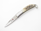 Vintage Al Mar Osprey 2001 Seki Japan 2.25" Stag Lockback Folding Pocket Knife
