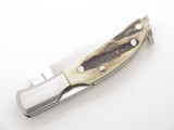 Vintage Al Mar Osprey 2001 Seki Japan 2.25" Stag Lockback Folding Pocket Knife